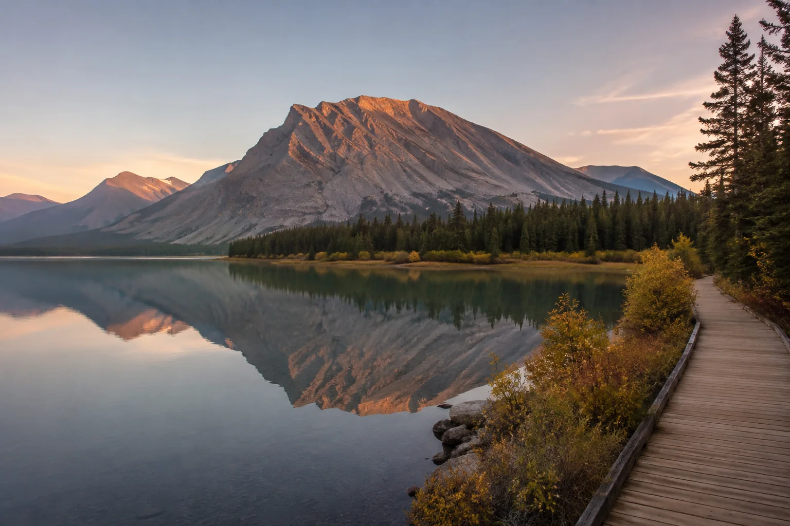 Original Jasper Journeys artwork of Pyramid Lake and Pyramid Mountain